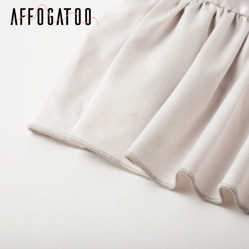 Afogatoo, сексуальное элегантное атласное платье с рюшами, женское винтажное асимметричное платье с длинным рукавом, короткие платья, вечерние платья с бантом