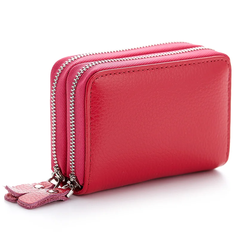 Кошелек для карт из натуральной кожи на двойной молнии мужчин|gifts international organza