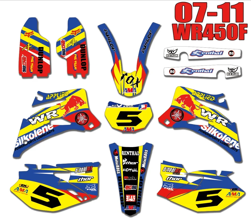Мотоцикл Велосипед графика наклейки фон для Yamaha WR250F WRF250 2007 2013 WR450F WRF450 2011 WRF 250 450 WR