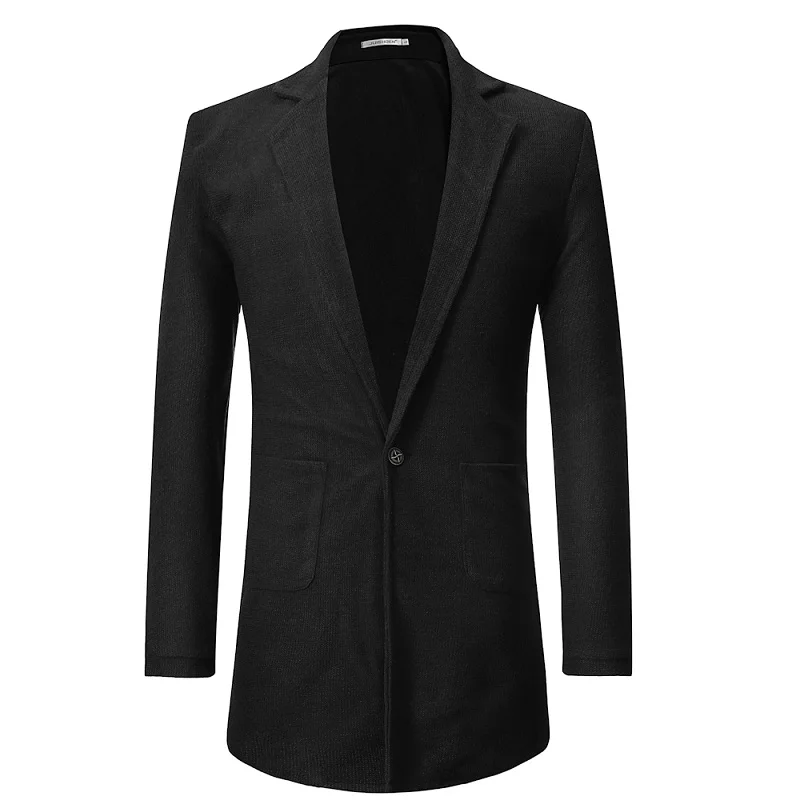long black Для Мужчин's Повседневное Slim Fit одна кнопка костюм Блейзер Мода стильный Формальное Пальто Куртка Топы мужской повседневный костюм пальто MB5 - Цвет: long black