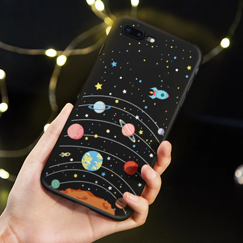 Силиконовый чехол ASINA для iPhone 7 8 Plus с мультяшными звездами и космическим рисунком