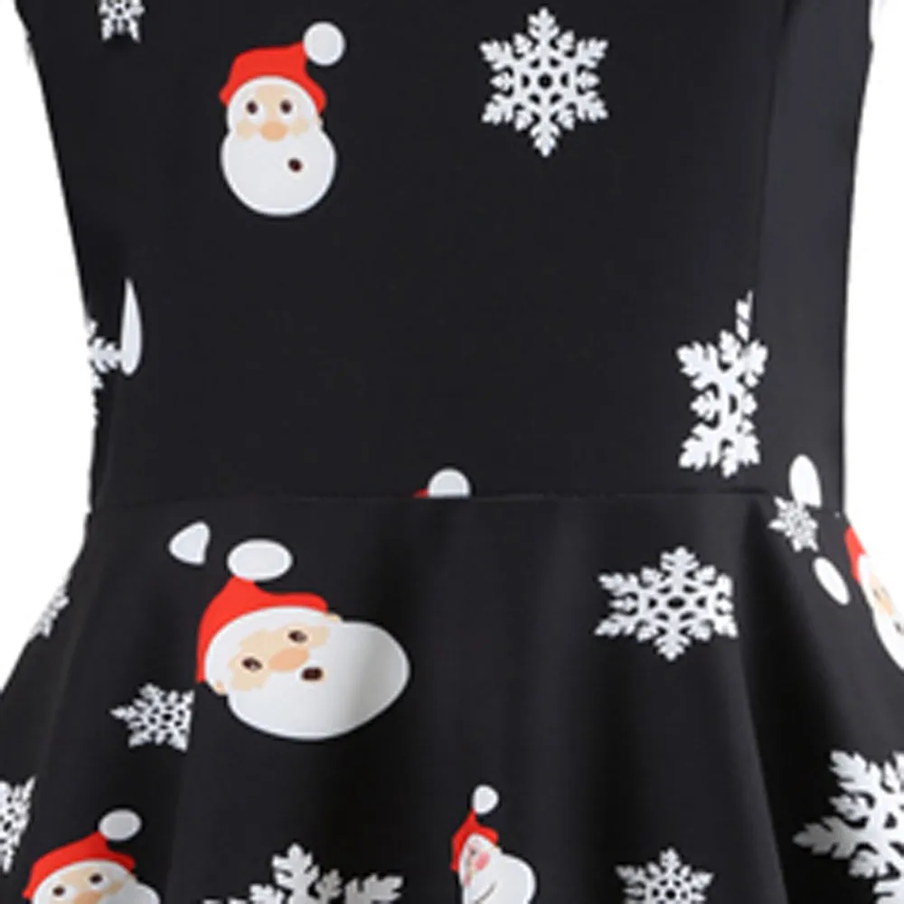 Женское винтажное рождественское платье с принтом Санты женское без рукавов
