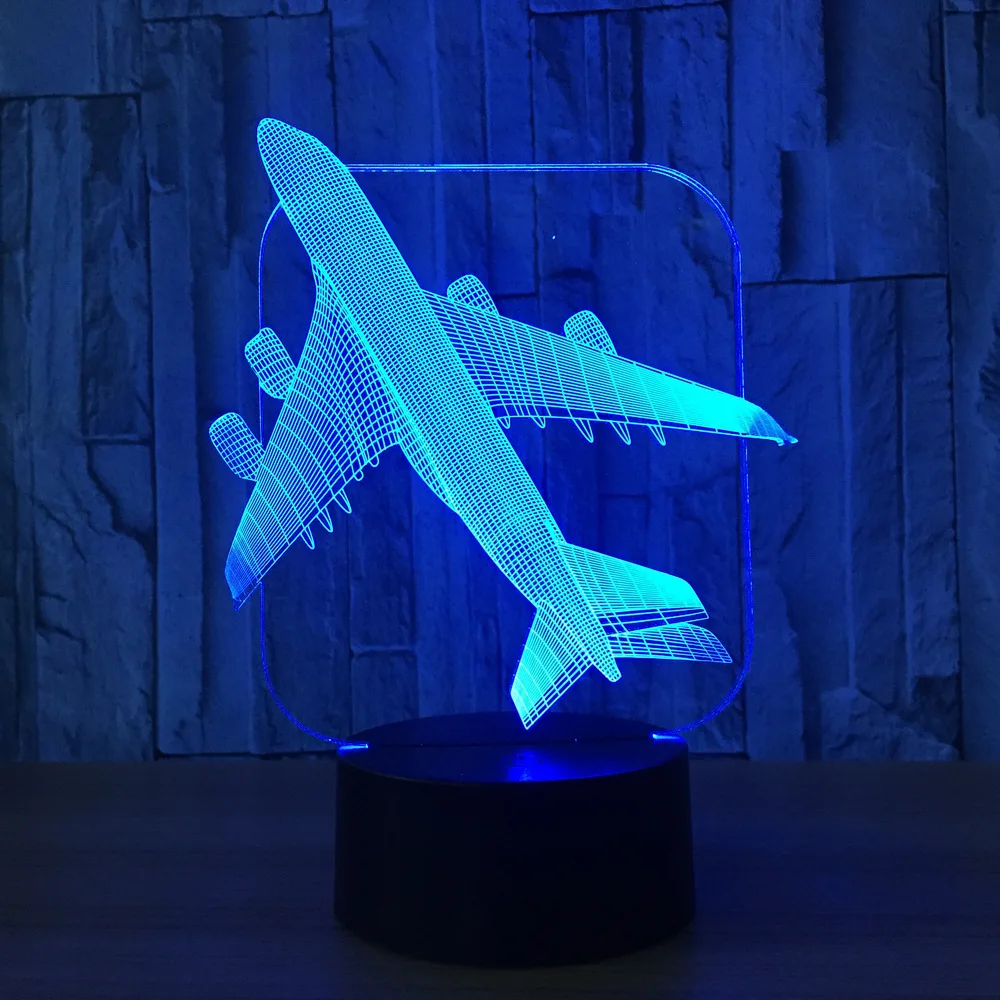 

3D Aircraft Warplane Model Creative Night Light Touch Jet Plane Desk Lamp LED Illusion Lamp Bedside Lamp Cool Toy 50% Discount