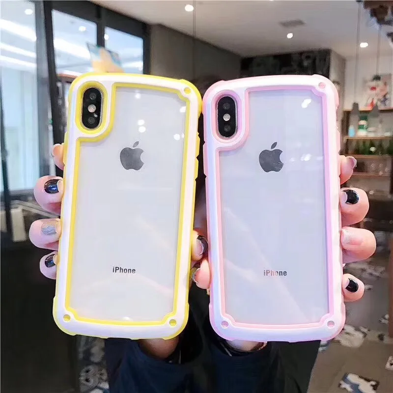 Защитный бампер для телефона с рамкой ярких цветов iPhone 6 7 8 Plus X XS XR XSMax задняя