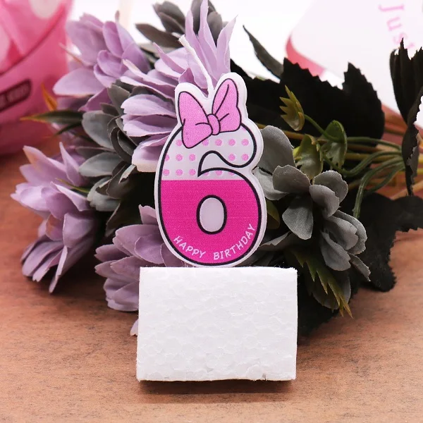 Pink NO.6 Розовый/синий номер 0-9 день рождения свечи для торта украшения Детские вечерние сцены свадьбы День рождения товары для украшения торта - Цвет: Pink NO.6