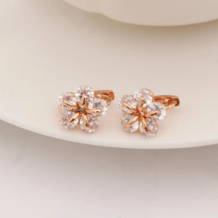 Позолоченные серьги-кольца MINHIN Luxuxy из чистого циркона для девочек, серьги с блестящим цветочным дизайном для свадьбы