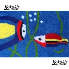 Diy мультфильм вышивка foamy floralkussen knooppakket 3d защелка крюк ковер рыба печатных холст knooppakket tapijten аксессуары