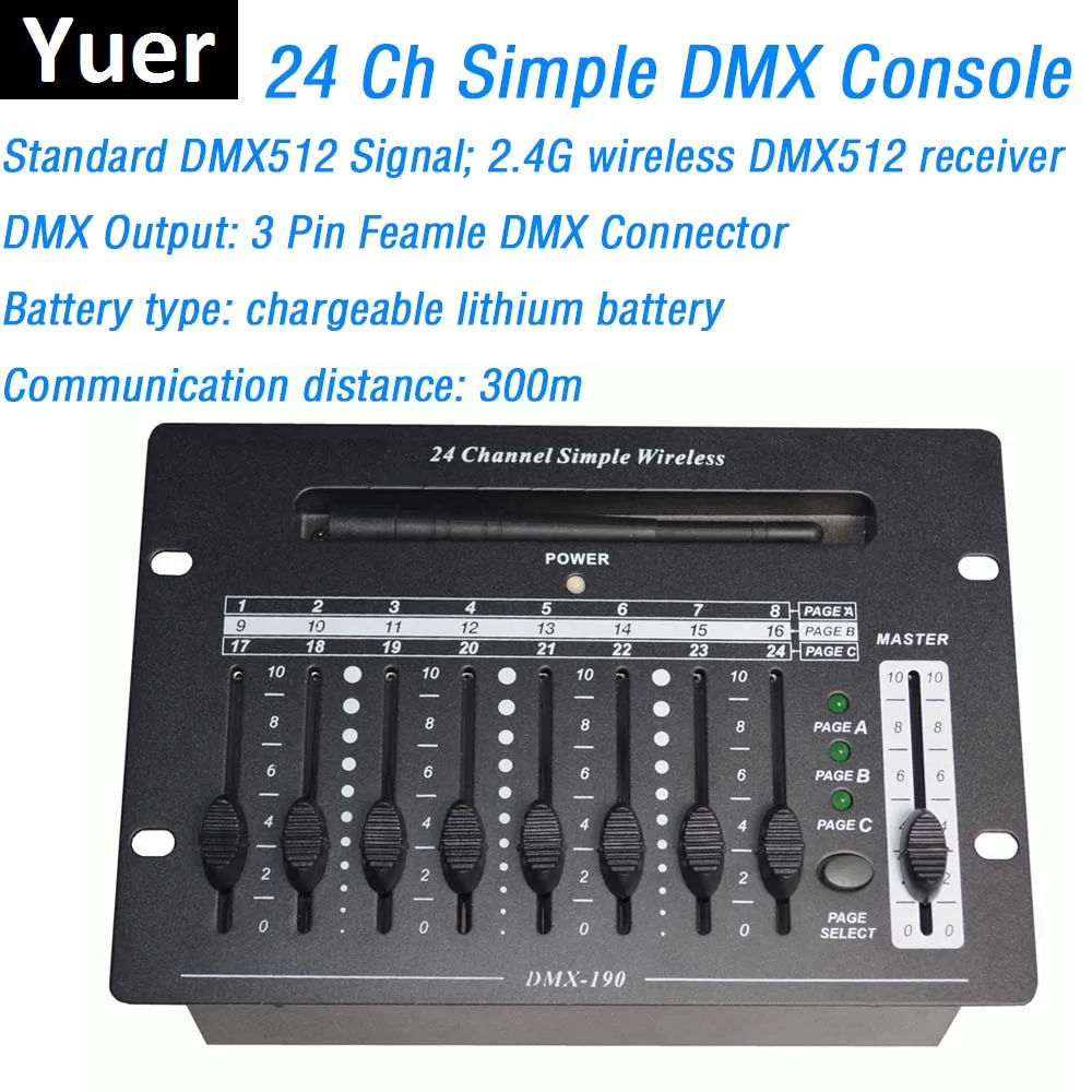 24CH Simple DMX Controller Mini 512 Stage Light Console Convenient DMX512 Console Easy To Carry For LED Par Moving Head Lights