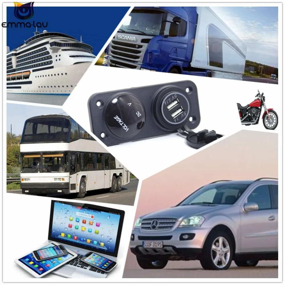 Водонепроницаемый Автомобильный светодиодный цифровой вольтметр 12 В 24 + розетка