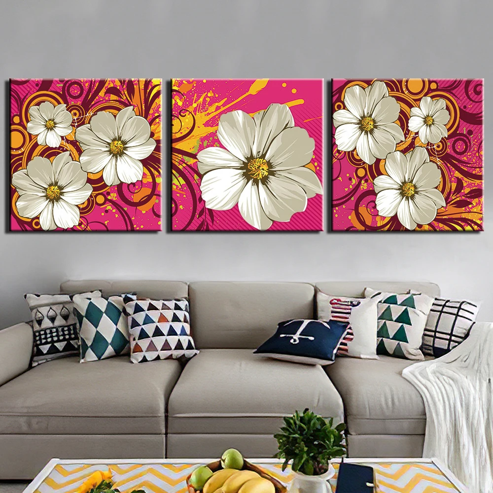 Картина на холсте 3 предмета цветы постеры Современный домашний декор для стен