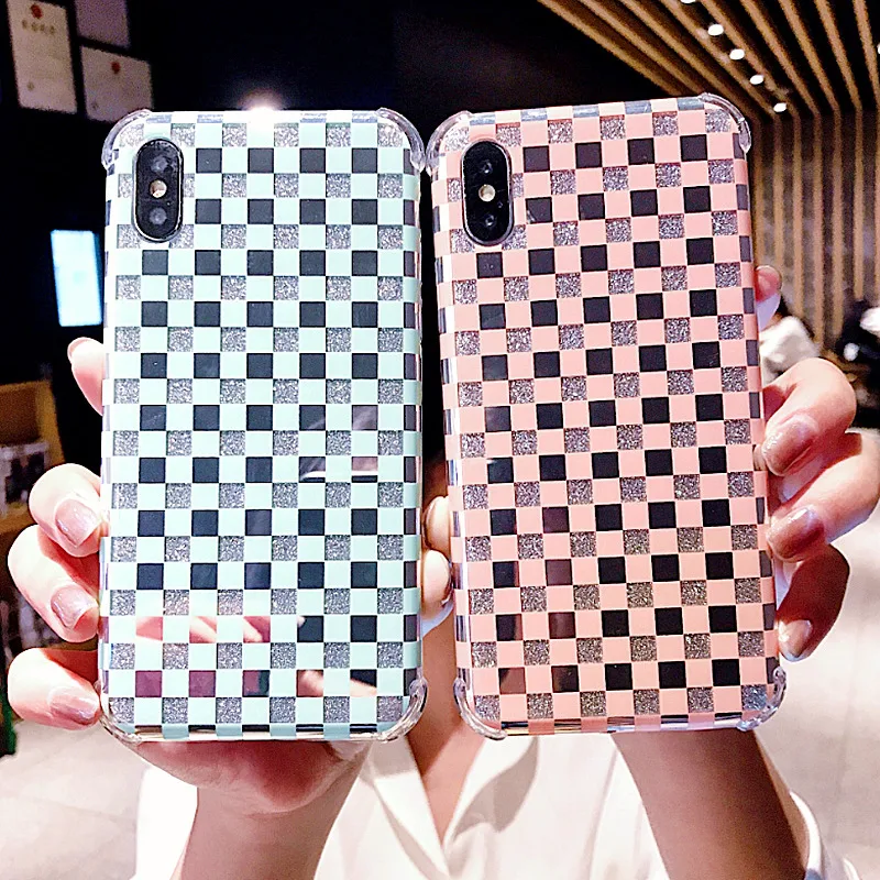 Покрытие квадратной решетки сетчатый чехол для телефона iPhone 7 6 6S 8 Plus XS MAX X XR