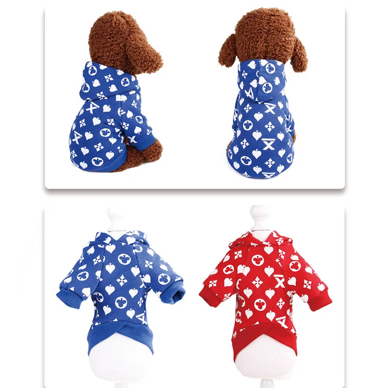 Демисезонный пальто для собаки теплое набивным рисунком Pet куртка с капюшоном Puppy