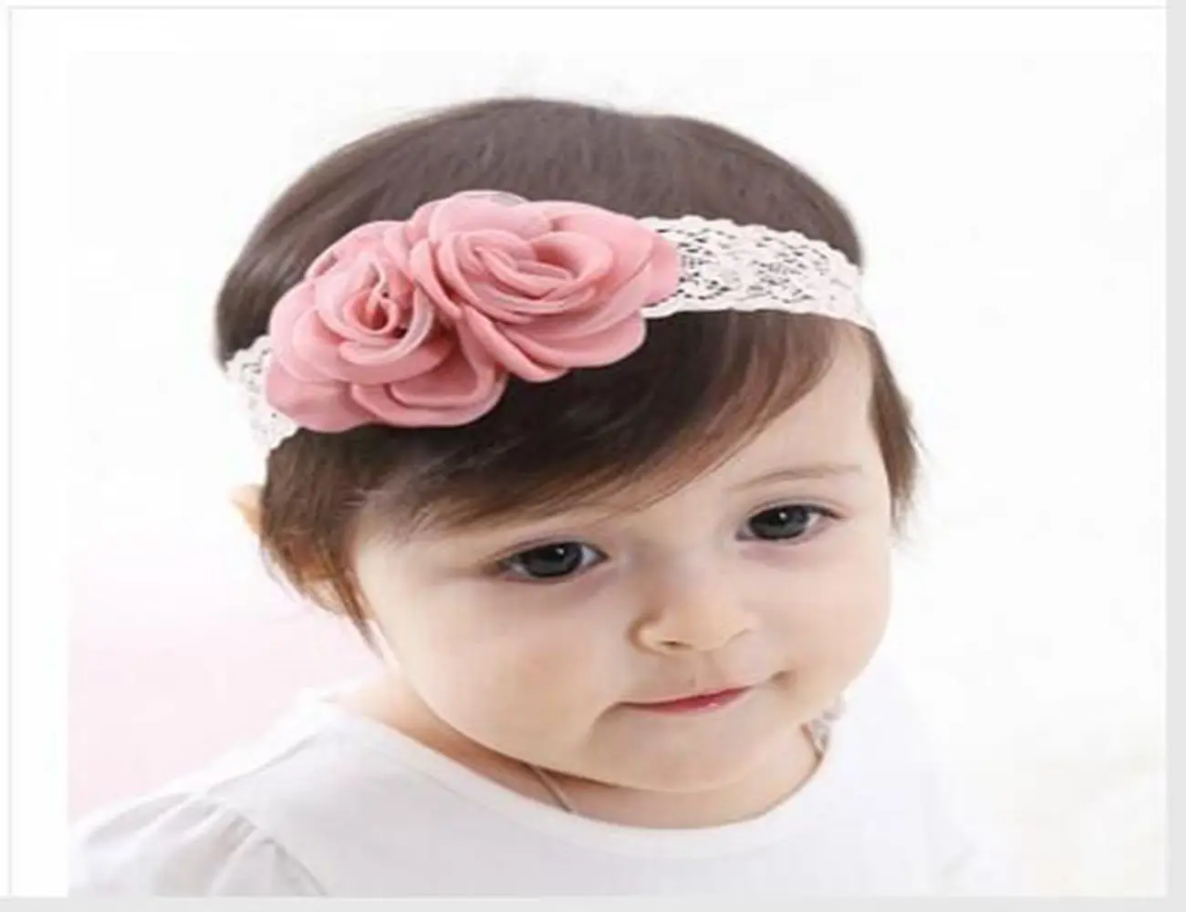 

The latest European children elastic hair headbands Burnt flowers Lace girls popular cute Headband