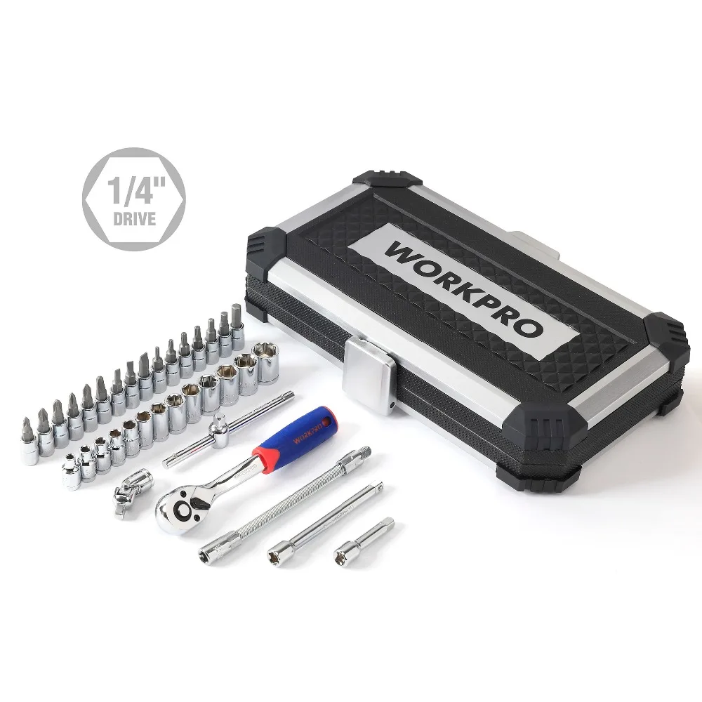 WORKPRO 35/64PC Tool Set Home Instruments of Tools for Car Repair 1/4" Dr. Socket Ratchet Wrench | Инструменты