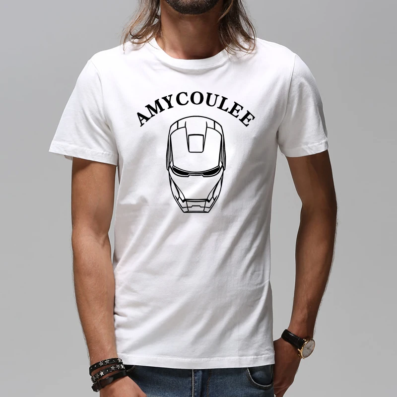 AMYCOULEE! Грязно-белый черный и т. д. цвет Модный Бренд Супергероя Футболка Мужчины