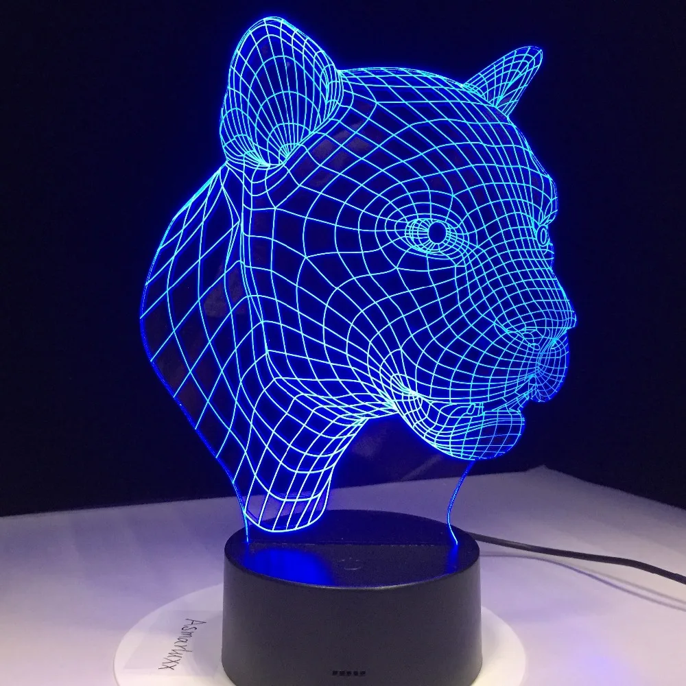 3D светодиодный светильник-деко, настольная лампа с зарядкой от USB, для спальни, гостиной, бара, атмосферный декор, светодиодный светильник, акриловый, Леопардовый, тигровый светильник