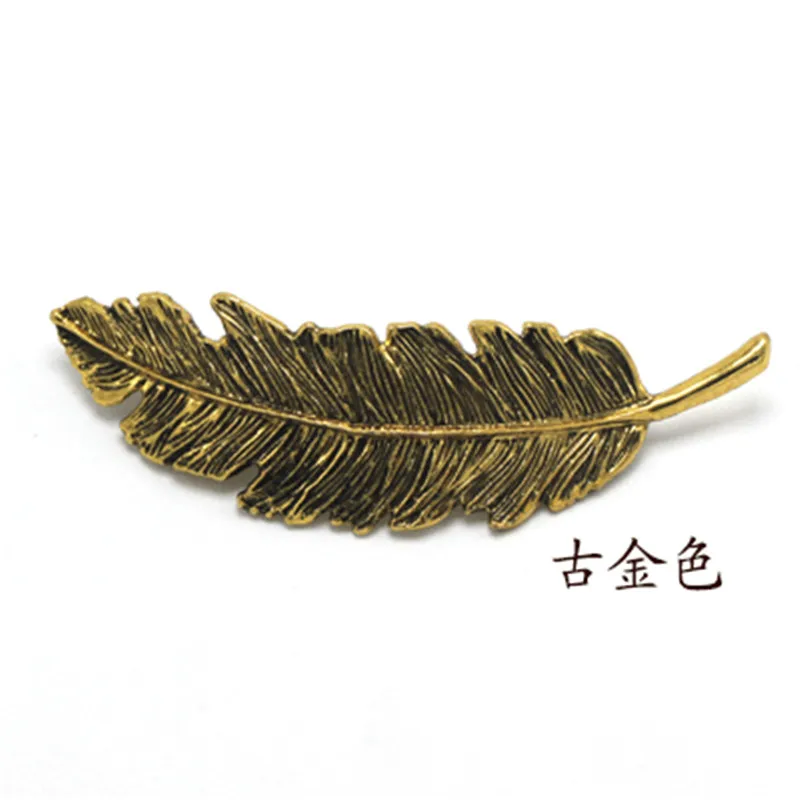 D Ancient gold 1 шт. модные винтажные металлические заколки для волос в форме листьев и перьев заколки для волос заколки с кристаллами и жемчугом заколки для волос аксессуары для укладки - Окраска металла: D Ancient gold