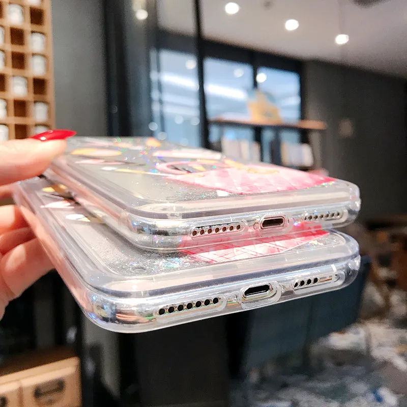 Женский жесткий чехол с динамическим блеском для iPhone XR 6 6s 7 8 Plus пластиковый XMAX X XS