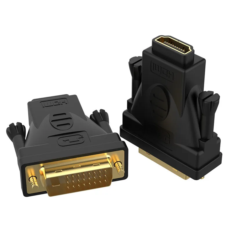24K позолоченный DVI в HDMI конвертер 1080P HDMI Женский в DVI 24+ 1 Мужской Кабель-адаптер для монитора ПК проектор