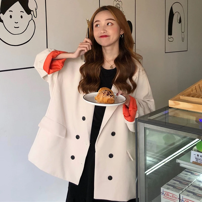 Женские блейзеры и куртки в Корейском стиле повседневный Блейзер Mujer