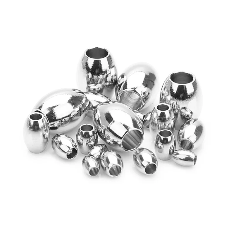 

SAUVOO 50pcs Stainless Steel Oval Shape Spacer Bead 3x4 4x5 5x7 8x10mm with 1.5mm 2mm Big Hole Charm Bead for DIY Jewelry Making