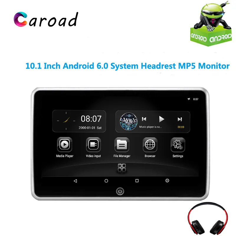 Caroad 10 1 дюймов Android 6 0 подголовник автомобиля мониторы 4 ядра процессор HD 1080 P видео