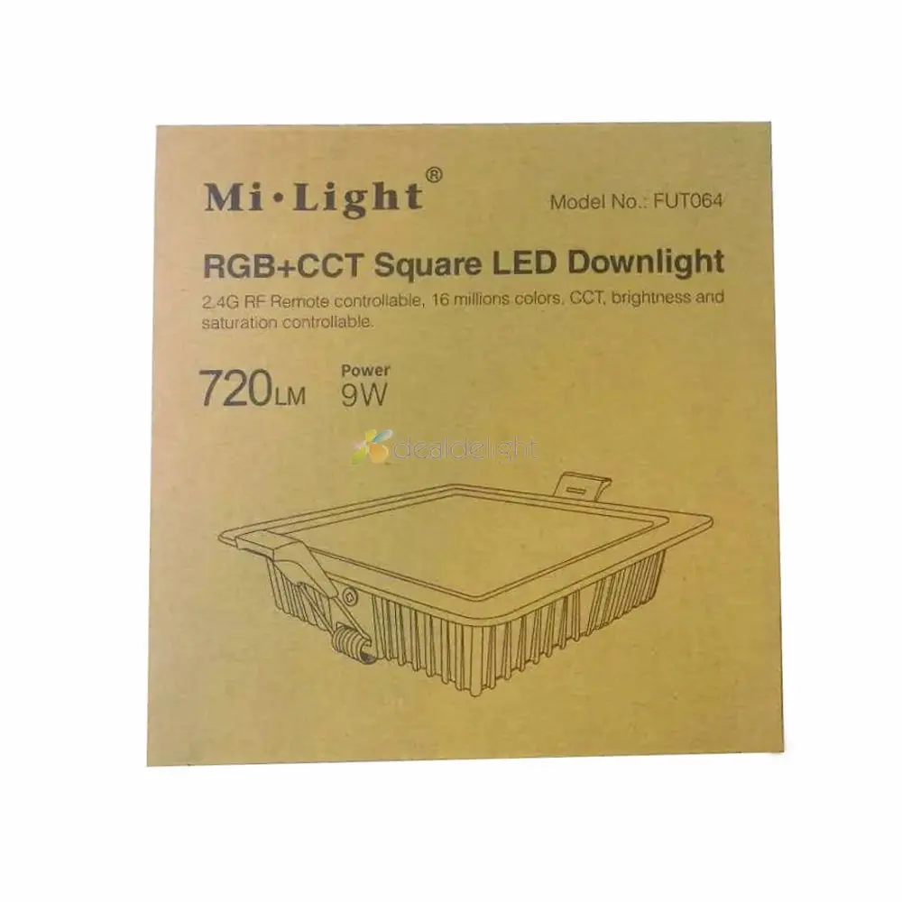 FUT064 Milight 9 Вт RGB + CCT Квадратный светодиодный светильник AC100 ~ 240 В FUT089 8-зонный пульт