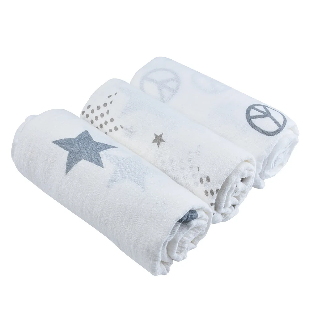 EGMAO Super Soft Baby Blankets Newborn Products Swaddle Wrap Infants 100% Cotton Bath Towels 3 Pieces a Pack 120x120cm Wholesale | Мать и