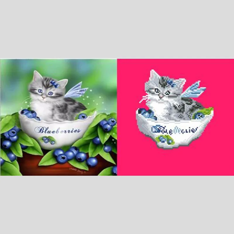 

DIY 5D Diamond Mosaic Cartoon Cats Handmade Diamond Painting Cross Stitch Kits Diamond Embroidery Patterns Rhinestones Arts H6