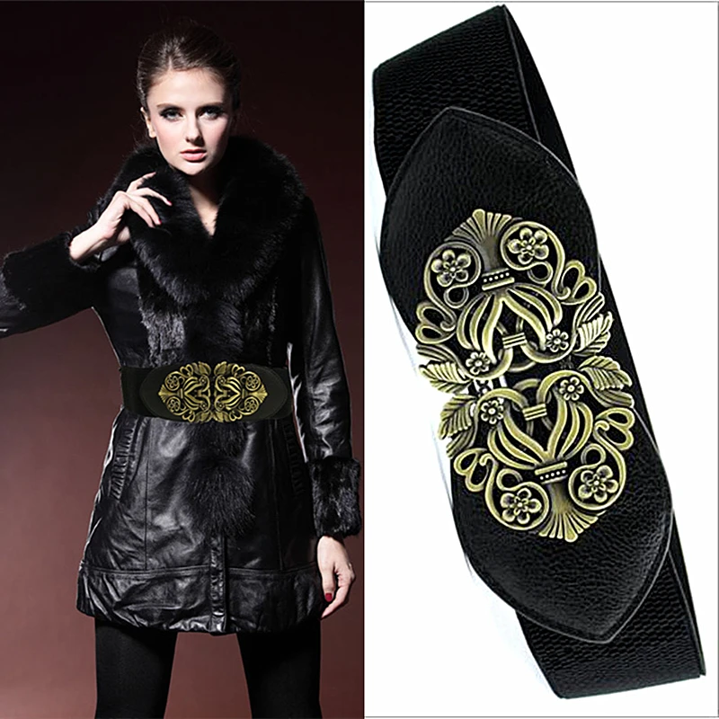JXQBSYDK Brand Belts Beautiful Flower Pattern Buckle Fashion for Women 6cm Wide Elastic Female Corset | Аксессуары для одежды