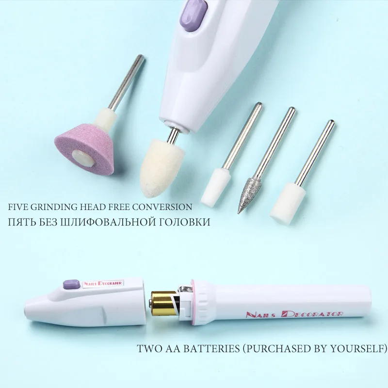 Электрическая мини пилка для ногтей 5 насадок|Электрические маникюрные дрели| |
