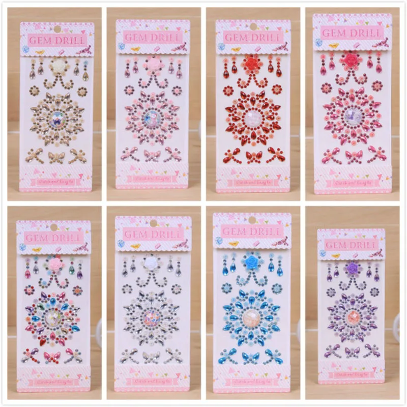 

Acrylic Flatback Beads Sticker Crystal Motif Rhinestones Sticker for Bags Garment Phone Nails Decoration 24Pcs/lot