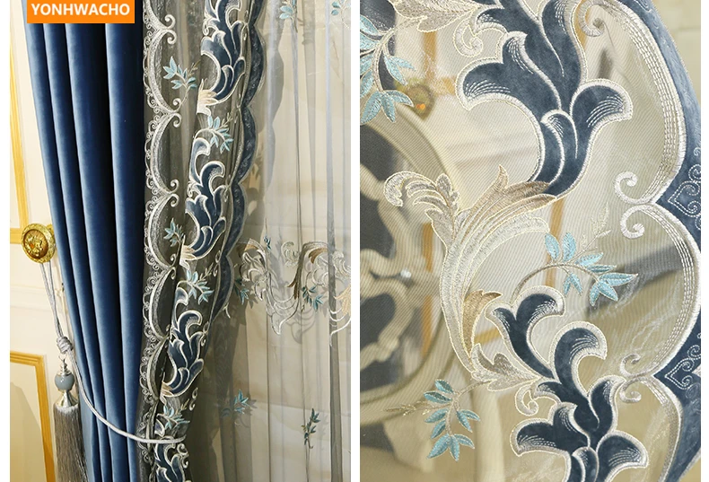 Пользовательские шторы Роскошные немецкие хлопковые бархатные лазерные полые с