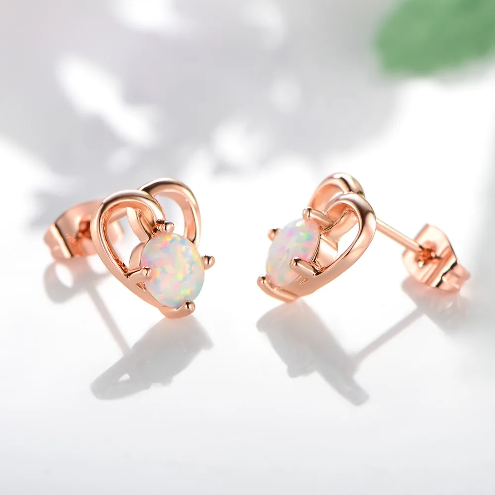 Angel girl fashion sweet heart October birthstone opal earrings women's Christmas and birthday gifts free shipping E18122020 | Украшения