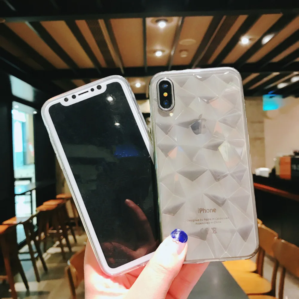 Чехол с алмазной текстурой для iPhone 6 6s 7 8 Plus X мягкий чехол телефона Роскошный