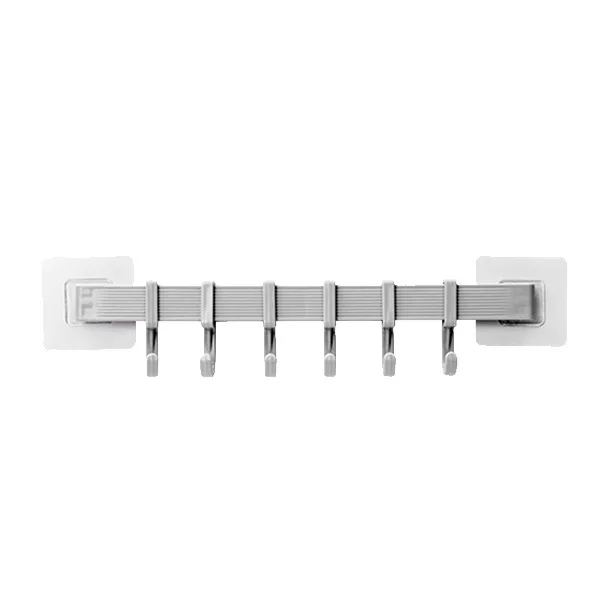 gray 6 крючков крепкая кухонная ванная комната настенный пластиковый крючок Пробивка прочная настенная присоска Крючки для подвешивания одежды ZP7101020 - Цвет: gray