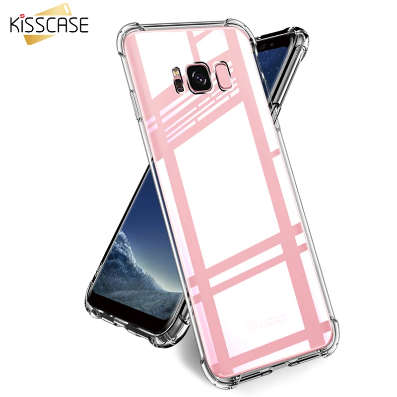 KISSCASE противоударный чехол для телефона Samsung Galaxy S8 S9 Plus Note 8 9 глянцевый прозрачный