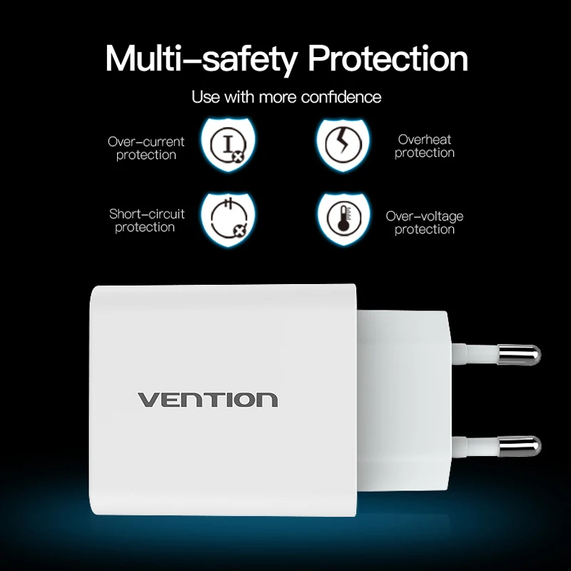 Зарядное устройство Vention с двумя USB портами 5 В 1 А 2 4 А|Зарядные устройства для