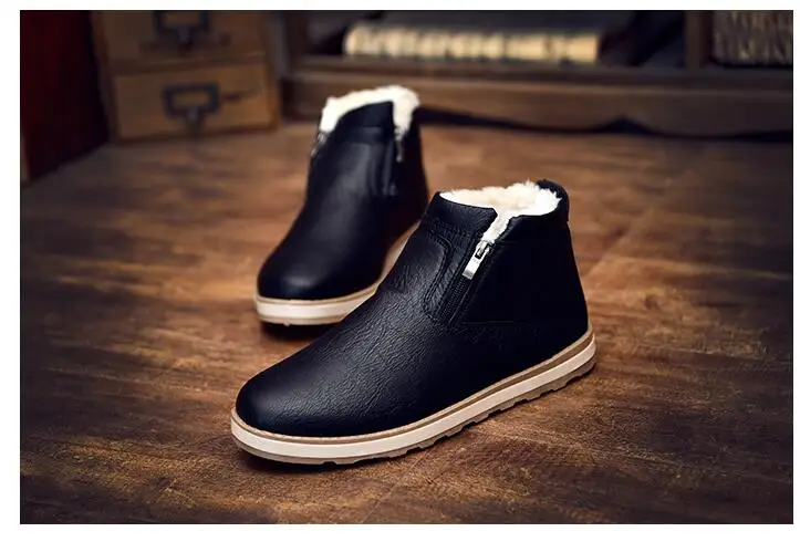 Г., мужские зимние теплые ботинки повседневная обувь мужские модные плюшевые зимние ботинки ботильоны кожаная обувь на меху, botas Size39-44