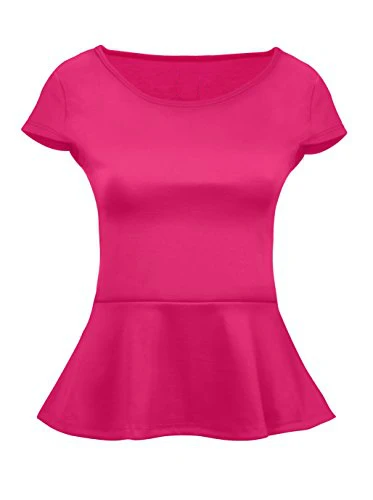 Customize Short Sleeve Womens Peplum Shirt Reg and Plus Size Ruffles Top | Женская одежда