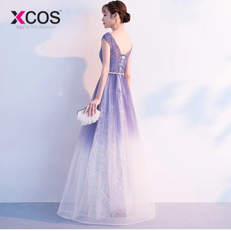 XCOS летние Омбре платья для выпускного вечера 2018 vestidos de gala женское вечернее платье