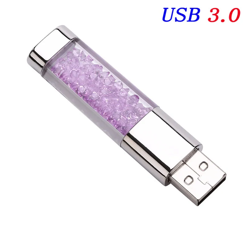 JASTER USB 3,0 модный Кристальный подарок USB флеш-накопитель прозрачный флеш-накопитель 4 ГБ 16 ГБ 32 ГБ 64 Гб карта памяти usb U диск логотип клиента - Цвет: Purple