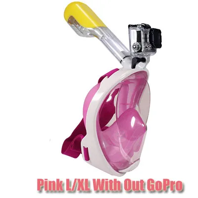 Pink L XL Новая маска для подводного плавания для GoPro, маска для подводного плавания, анти-туман, маска для подводного плавания с противоскользящим кольцом, трубка - Цвет: Pink L XL