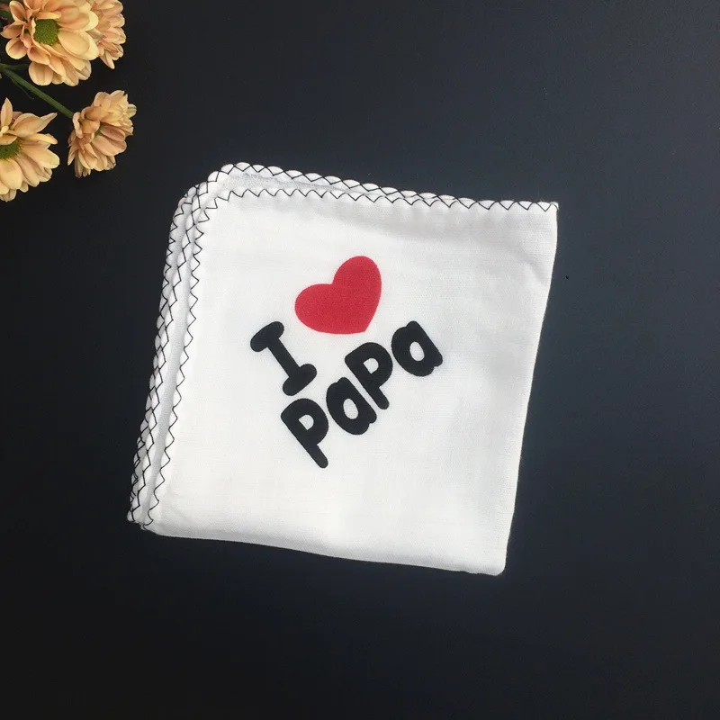 Qrinted хлопковое детское газовое полотенце с надписью I love Ma Pa цветное для младенцев