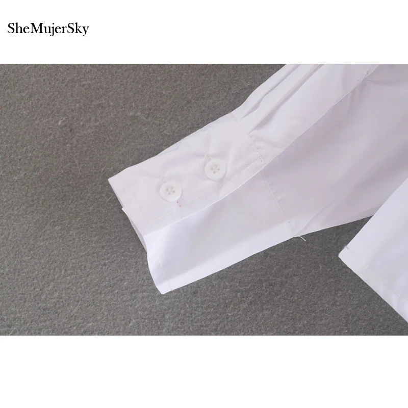 SheMujerSky Женская модная белая рубашка Асимметричные рубашки с длинным рукавом 2019