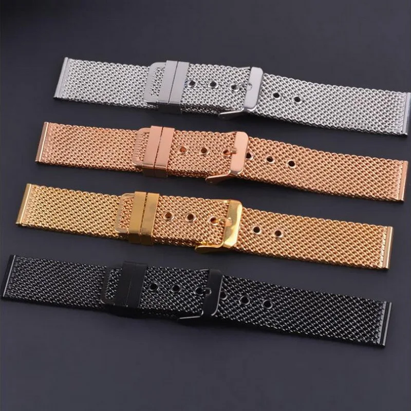 Сетка из нержавеющей стали миланские часы ремешок наручный наручные с пряжкой