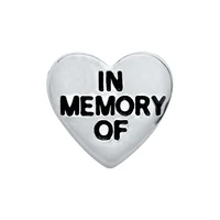 

Hot selling 50pcs/lot silver heart IN MEMORY OF floating charms living glass memory floating lockets diy jewelry pendant
