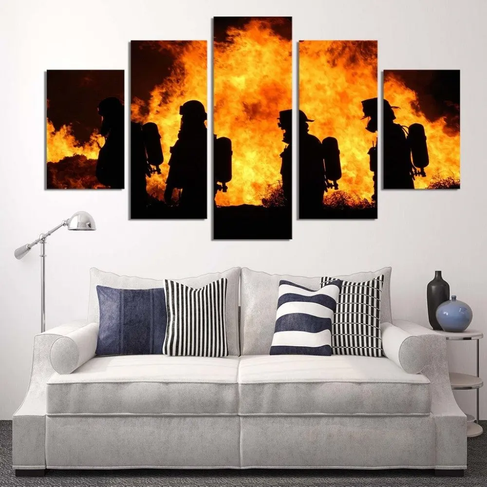 

HD Print 5 pcs Firefighter canvas wall art print painting art Home Decor Canvas Art Print Painting on canvas /PT0929