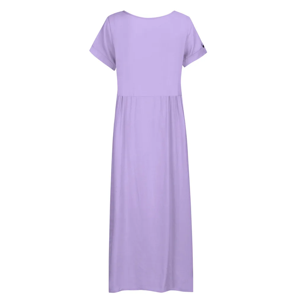 ISHOWTIENDA платье, летние платья, 5 XL, большой размер, сарафан, одноцветные платья с v-образным вырезом и пуговицами, vestidos de fiesta de noche# g4