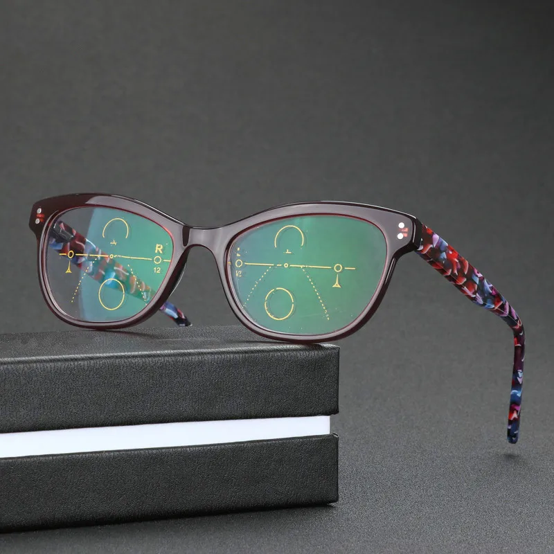 2019 Модные женские ацетатные очки кошачий глаз многофокальные прогрессивные для